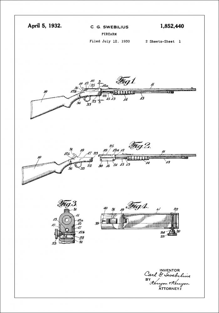 Disegni di brevetti - Fucile I Poster
