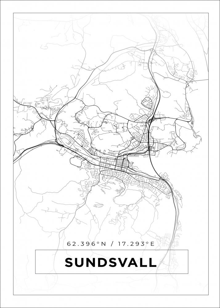 Mappa - Sundsvall - Poster bianco