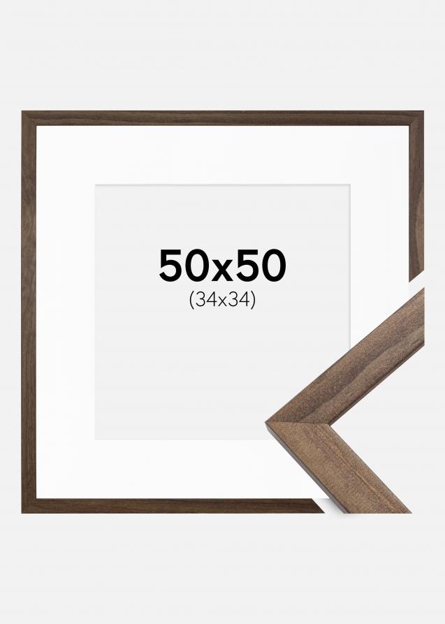 Cornice Stilren Noce 50x50 cm - Passe-partout Bianco 35x35 cm