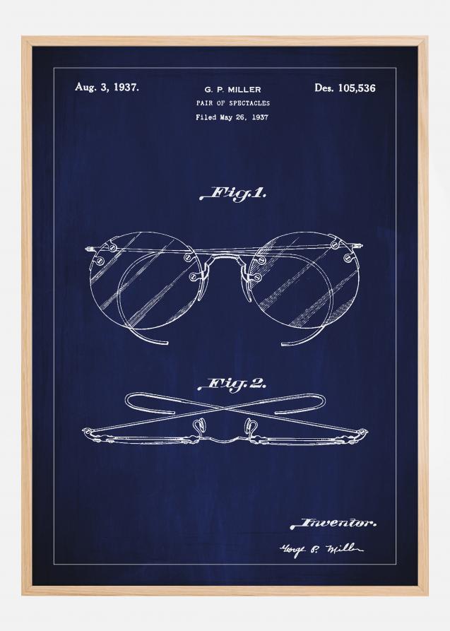 Disegni di brevetti - Occhiali A - Blu Poster