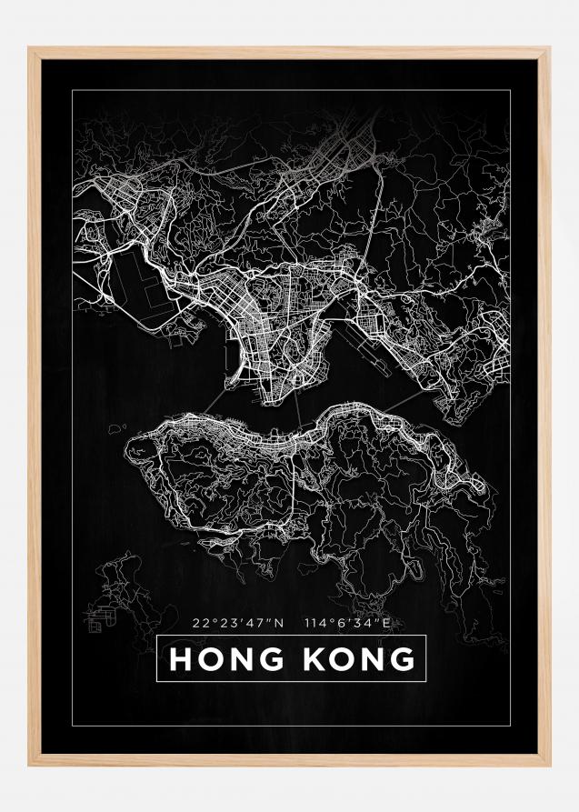 Mappa - Hong Kong - Nero Poster
