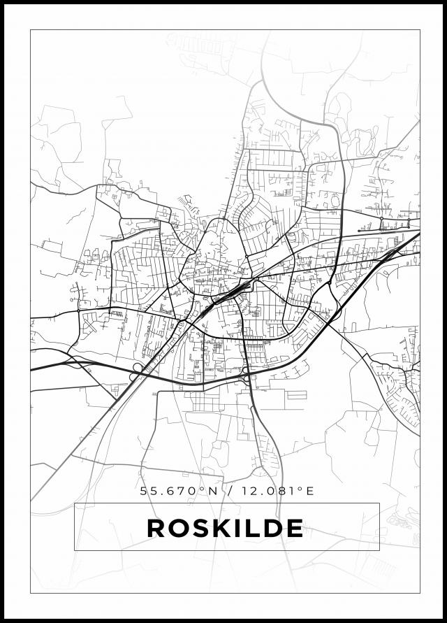 Mappa - Roskilde - Poster bianco
