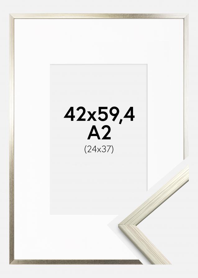 Cornice Edsbyn Argento 42x59,4 cm (A2) - Passe-partout Bianco 25x38 cm