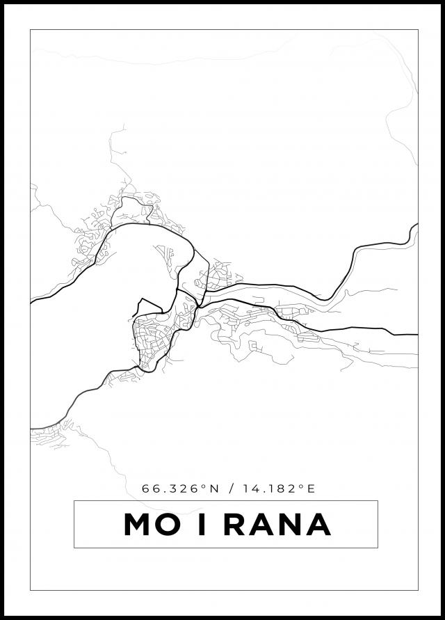 Mappa - Mo I Rana - Poster bianco