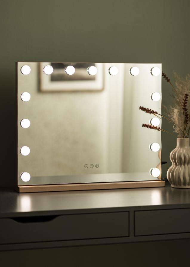 KAILA Specchio per trucco Hollywood 15 Oro rosa 58x46 cm