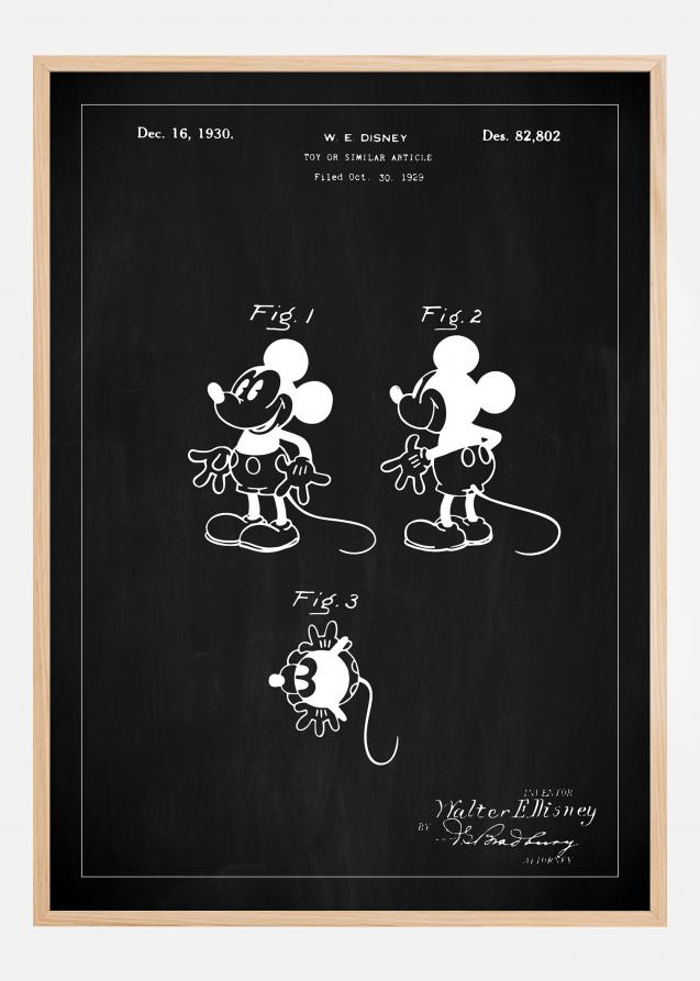 Disegni di brevetti - Disney - Topolino - Nero Poster