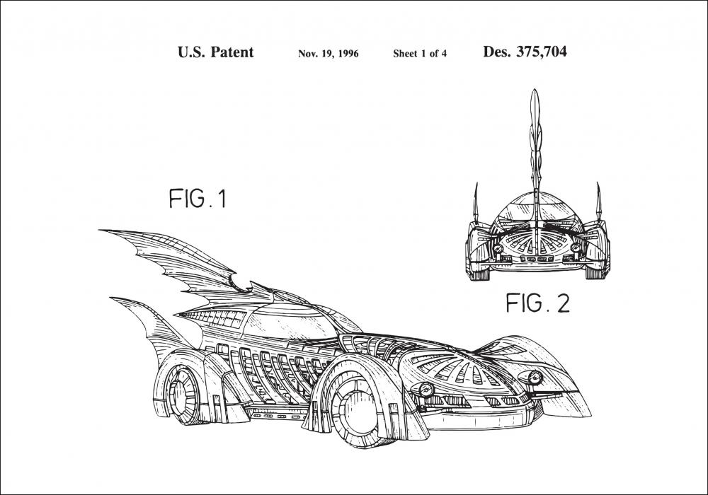 Disegni di brevetti - Batman - Batmobile 1996 I Poster
