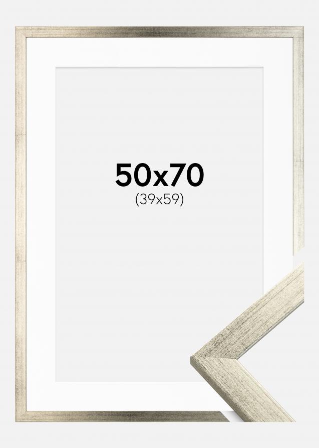 Cornice Stilren Argento 50x70 cm - Passe-partout Bianco 40x60 cm