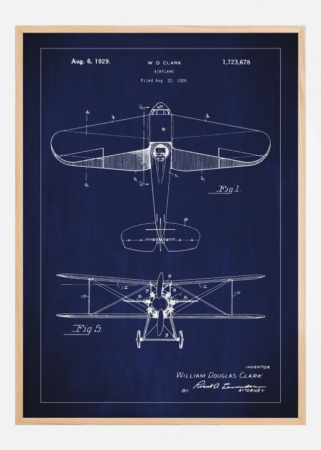 Disegni di brevetti - Aeroplano - Blu Poster