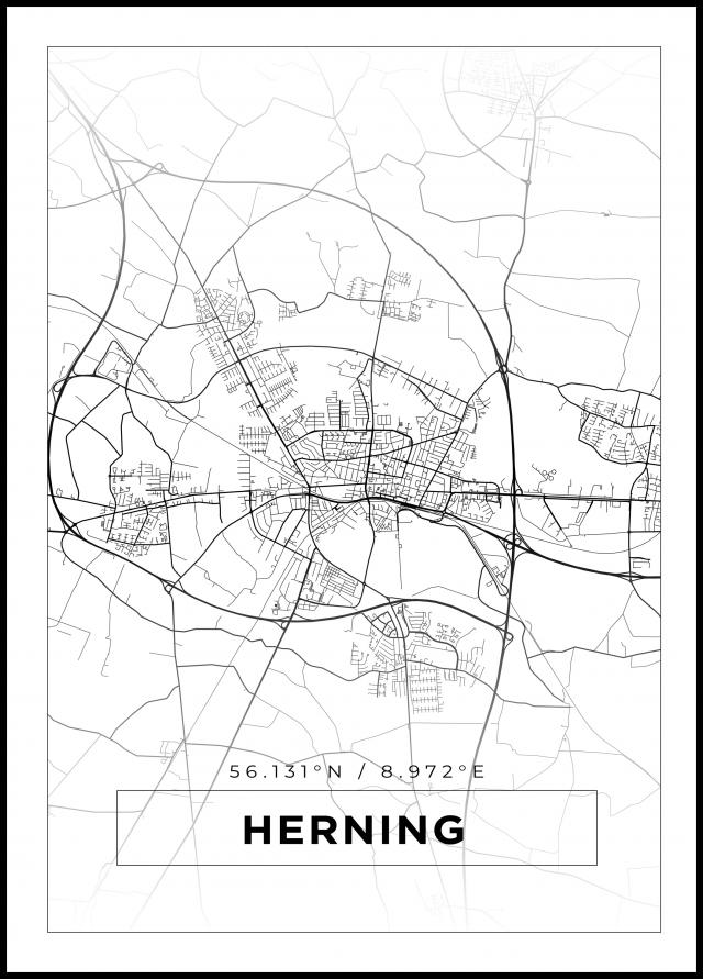 Mappa - Herning - Poster bianco