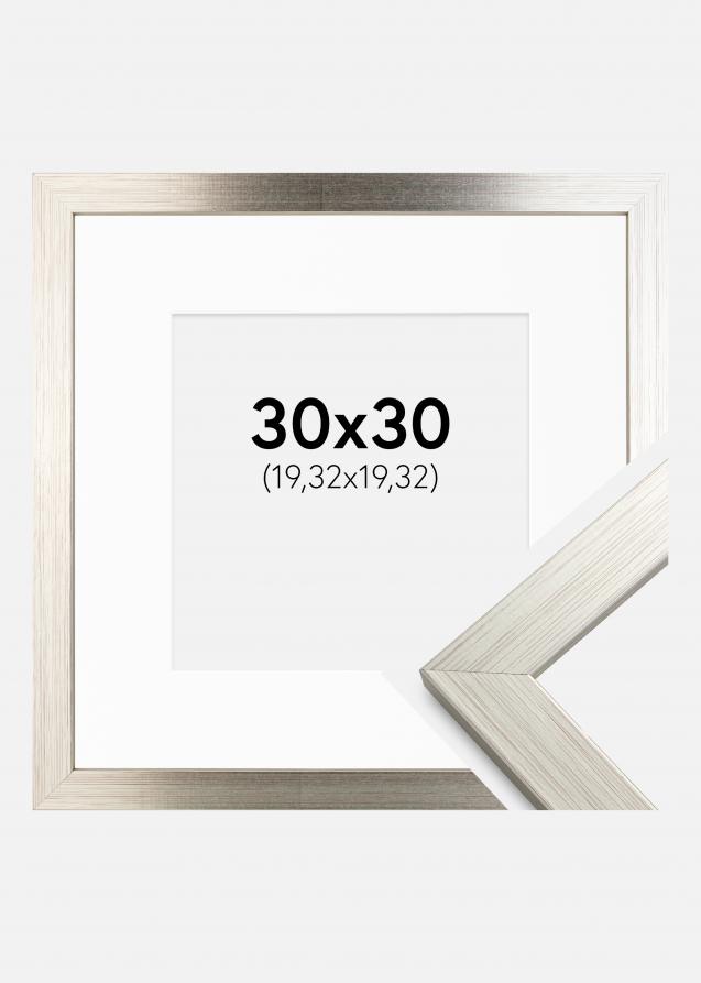 Cornice Silver Wood 30x30 cm - Passe-partout Bianco 8x8 inches