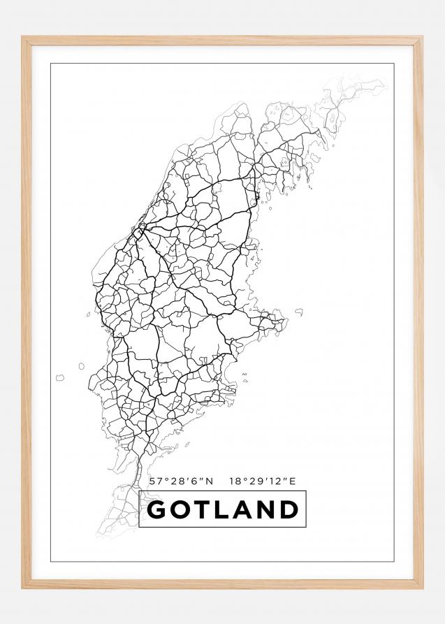 Mappa - Gotland - Poster bianco