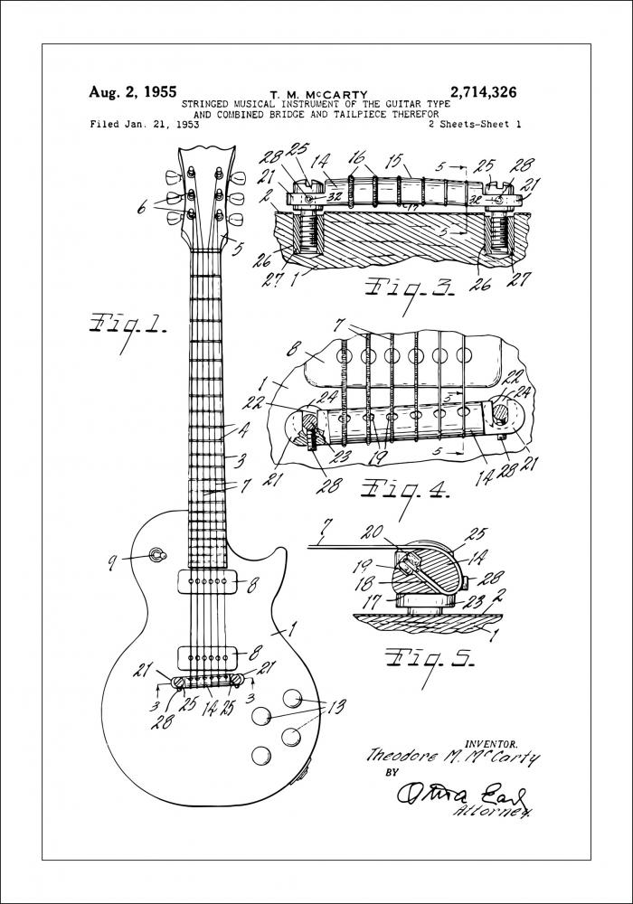 Disegni di brevetti - Chitarra elettrica I Poster