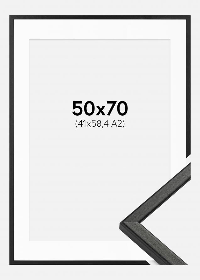 Cornice Kaspar Nero 50x70 cm - Passe-partout Bianco 42x59,4 cm (A2)