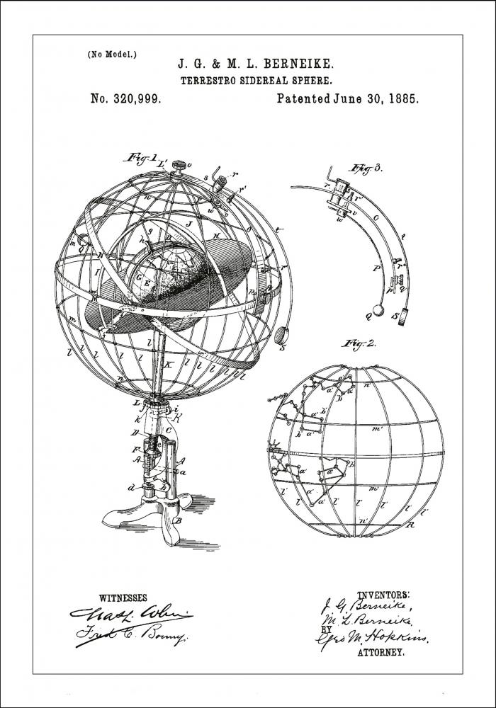 Disegni di brevetti - Modello astronomico - Bianco Poster