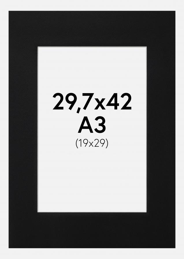 Passe-partout Nero Standard (Bordo interno bianco) 29,7x42 cm (19x29)