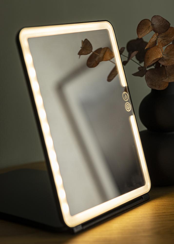 KAILA Specchio per trucco Travel LED Ricaricabile Nero 19x25 cm
