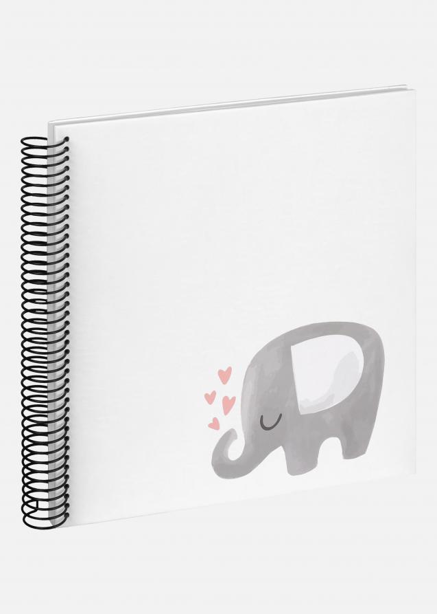 Baby Elephant Hearting Album a spirale Bianco - 24x24 cm (40 Pagine bianche)