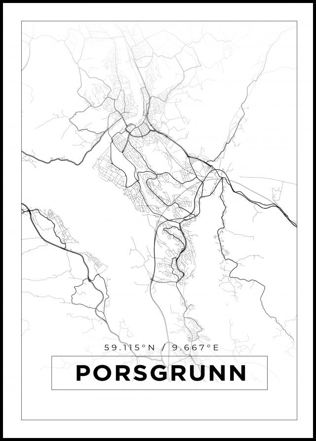 Mappa - Porsgrunn - Poster bianco