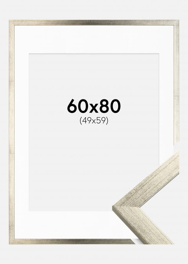 Cornice Stilren Argento 60x80 cm - Passe-partout Bianco 50x60 cm