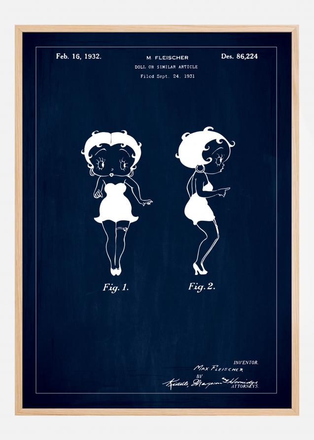 Disegni di brevetti - Betty Boop - Blu Poster
