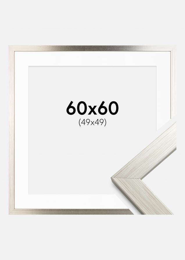 Cornice Silver Wood 60x60 cm - Passe-partout Bianco 50x50 cm