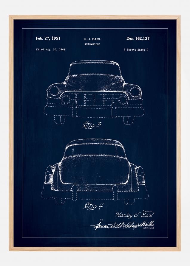 Disegni di brevetti - Cadillac II - Blu Poster