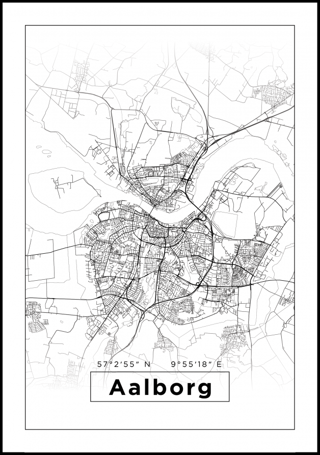 Mappa - Aalborg - Poster bianco