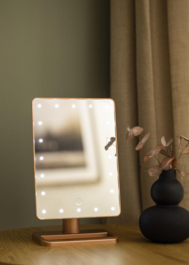 KAILA Specchio per trucco LED con altoparlante Bluetooth Oro rosa 18x30 cm