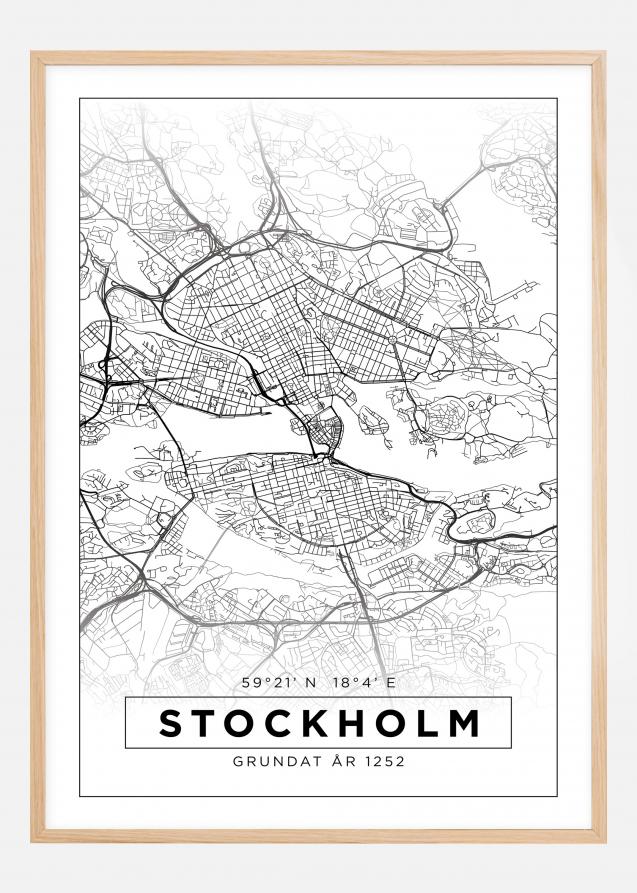 Mappa - Stoccolma - Poster bianco