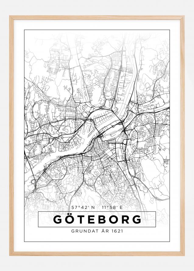 Mappa - Göteborg - Bianco Poster