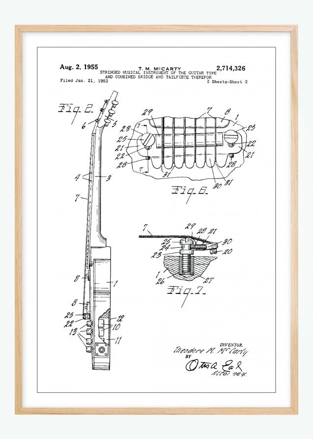 Disegni di brevetti - Chitarra elettrica II Poster