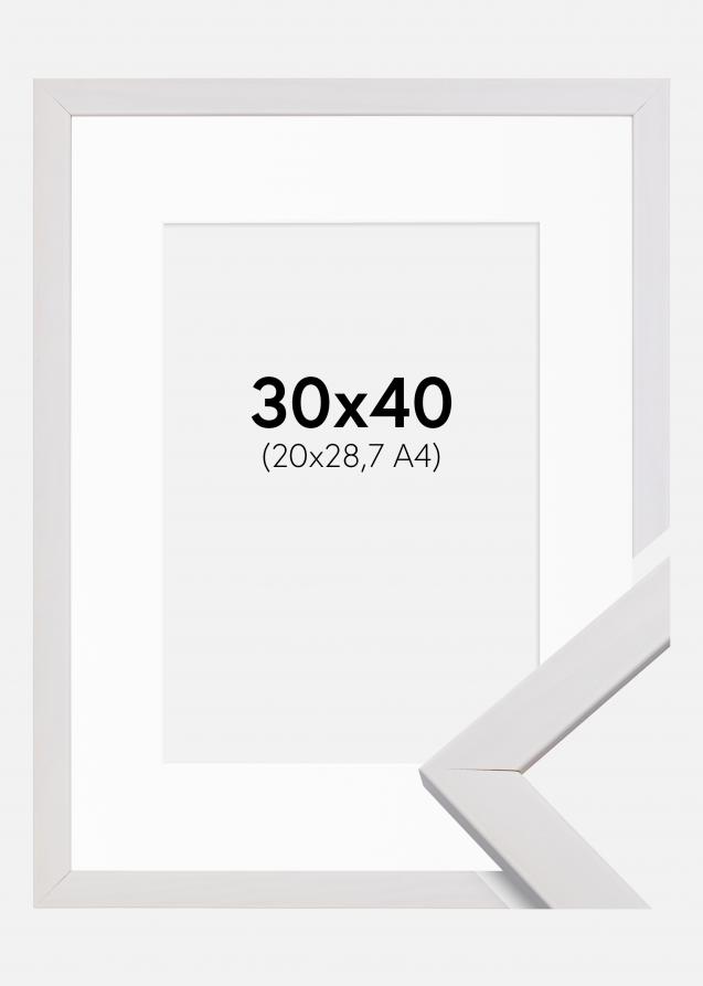 Cornice Stilren Bianco 30x40 cm - Passe-partout Bianco 21x29,7 cm (A4)