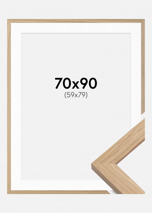 Cornice Oak Wood 70x90 cm - Passe-partout Bianco 60x80 cm