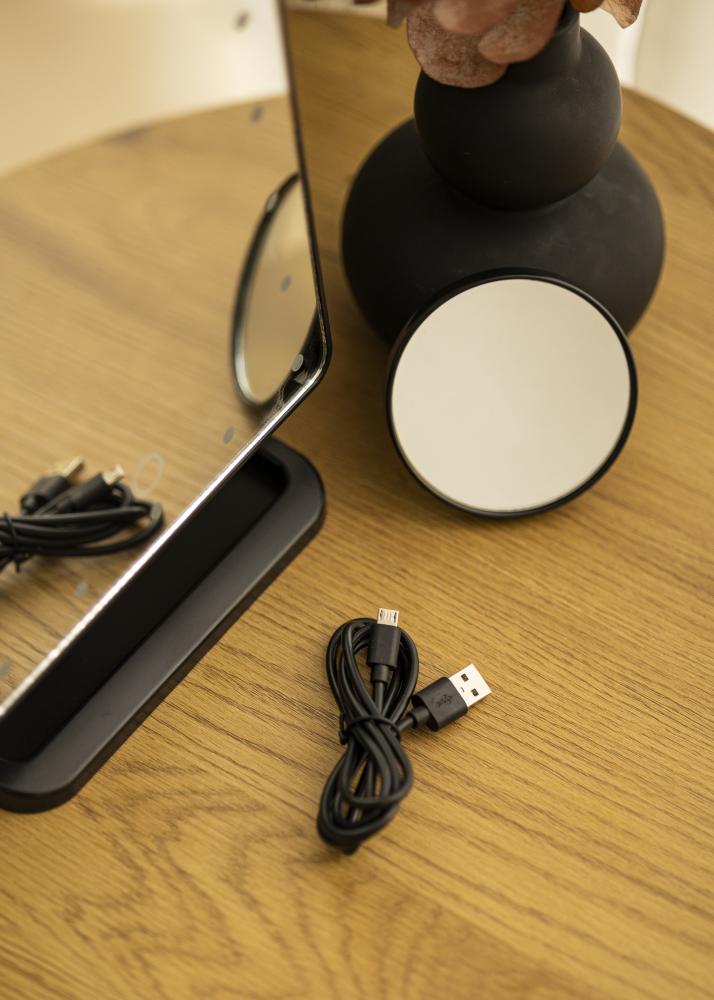 KAILA Specchio per trucco LED con altoparlante Bluetooth Nero 18x30 cm