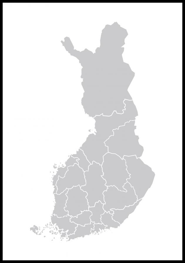 Mappa - Finland - Grigio Poster