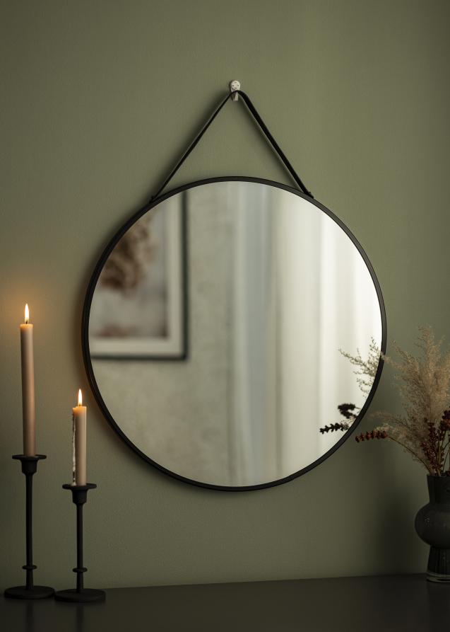Specchio Trapani Nero 60 cm Ø