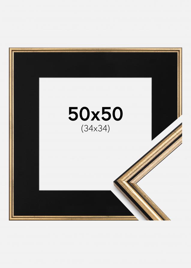 Cornice Horndal Oro 50x50 cm - Passe-partout Nero 35x35 cm