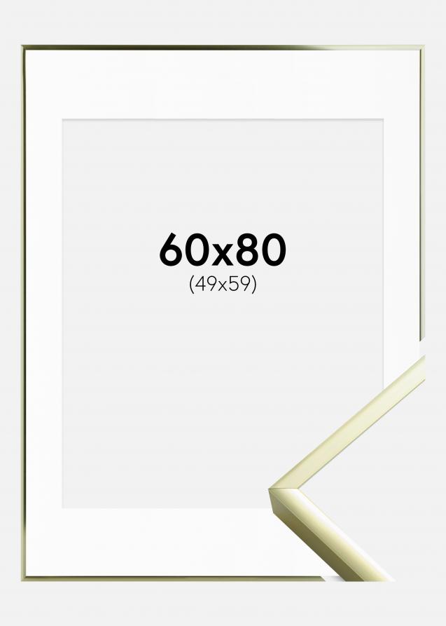Cornice Poster Frame Aluminum Gold 60x80 cm - Passe-partout Bianco 50x60 cm