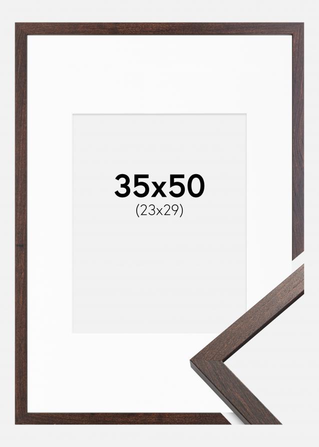 Cornice Trendy Noce 35x50 cm - Passe-partout Bianco 24x30 cm