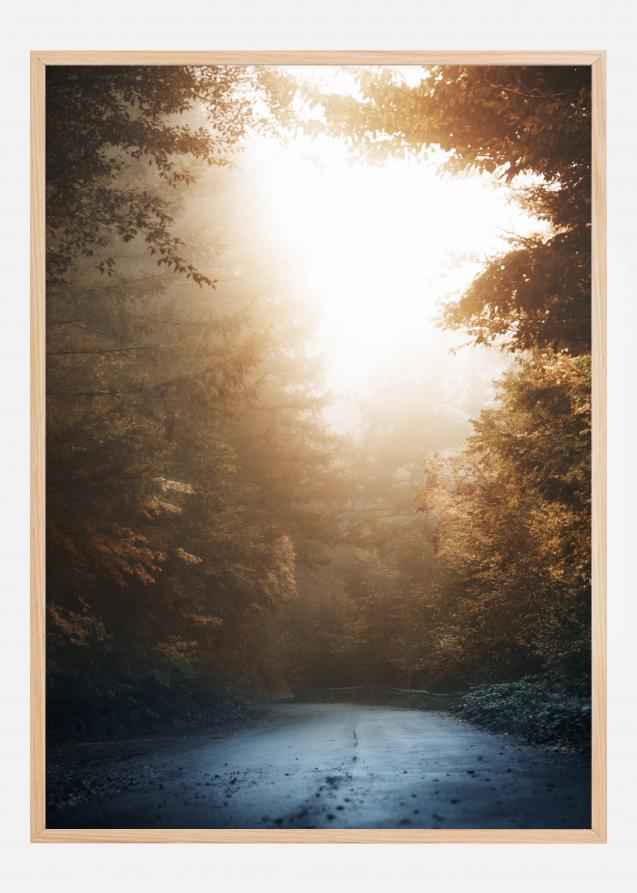 Autumn Misty Road Poster