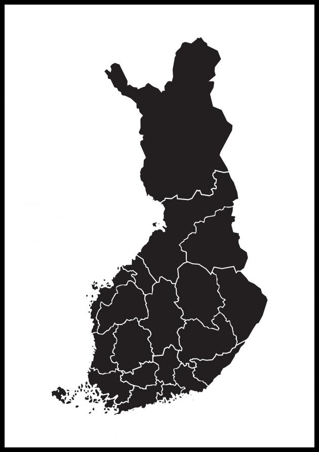 Mappa - Finland - Nero Poster