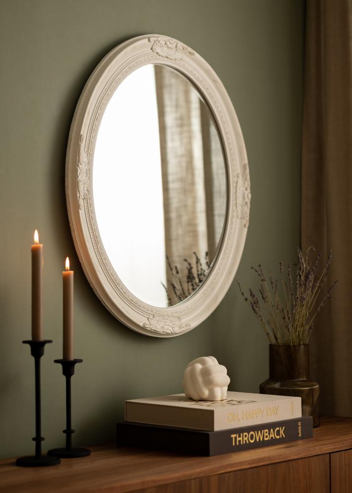 Specchio Antique Bianco Ovale 50x60 cm