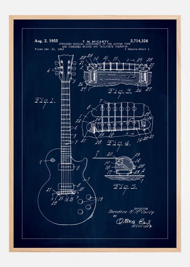 Disegni di brevetti - Chitarra elettrica I - Blu Poster