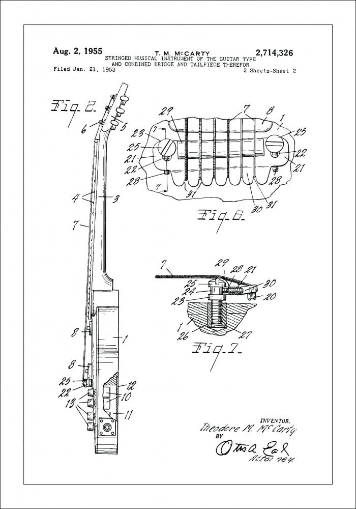 Disegni di brevetti - Chitarra elettrica II Poster