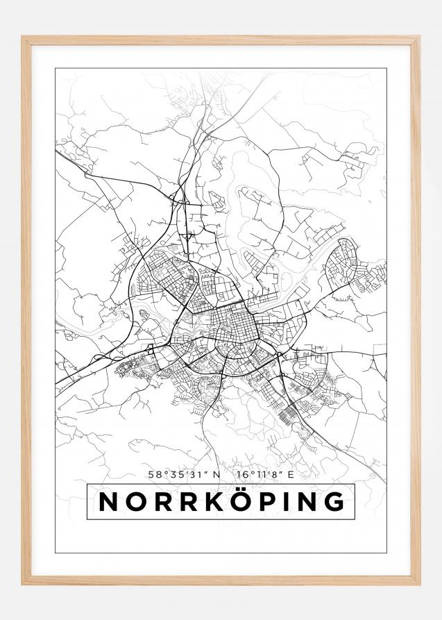 Mappa - Norrköping - Poster bianco
