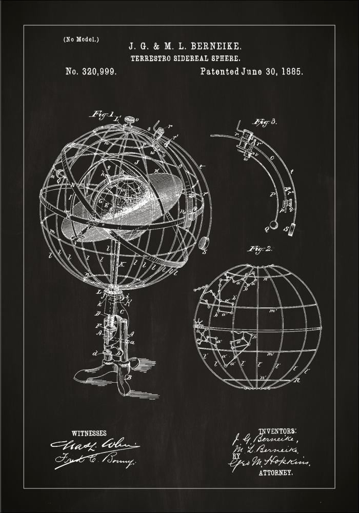 Disegni di brevetti - Modello astronomico - Nero Poster