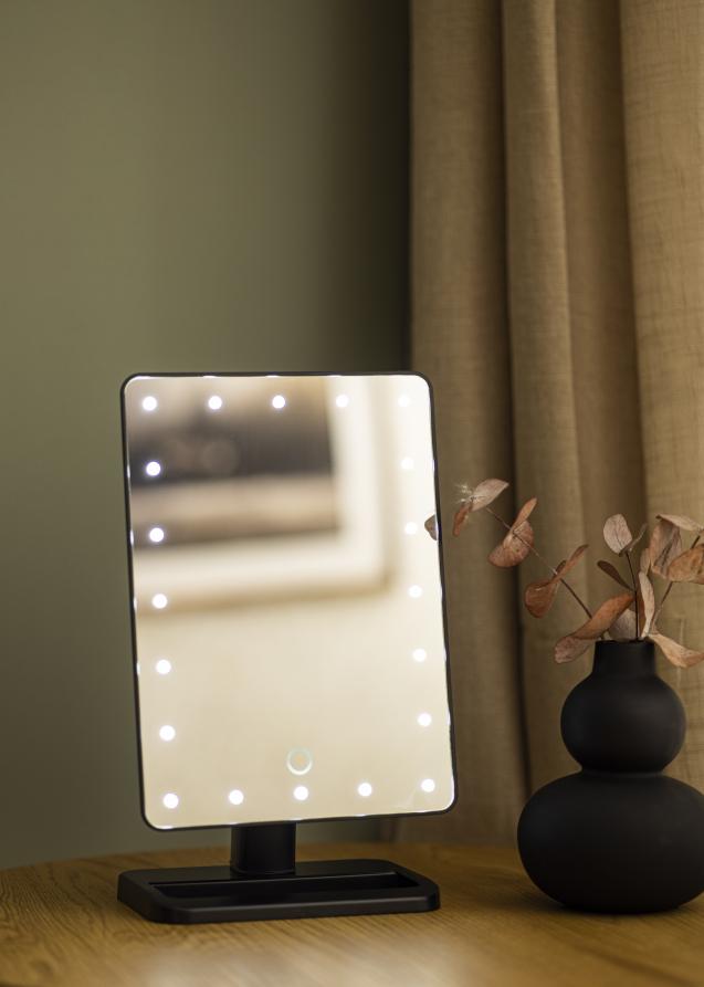 KAILA Specchio per trucco LED con altoparlante Bluetooth Nero 18x30 cm