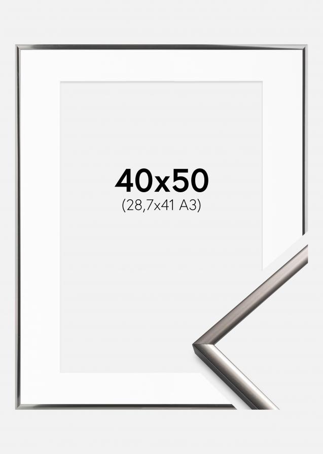 Cornice New Lifestyle Acciaio 40x50 cm - Passe-partout Bianco 29,7x42 cm (A3)
