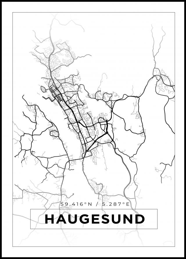 Mappa - Haugesund - Poster bianco